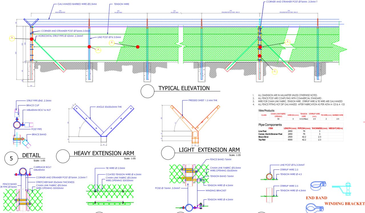 Riyadh, Construction, Metal Fence Design Load Calculation And Fabrication Drawing, SAUDI ARABIA
