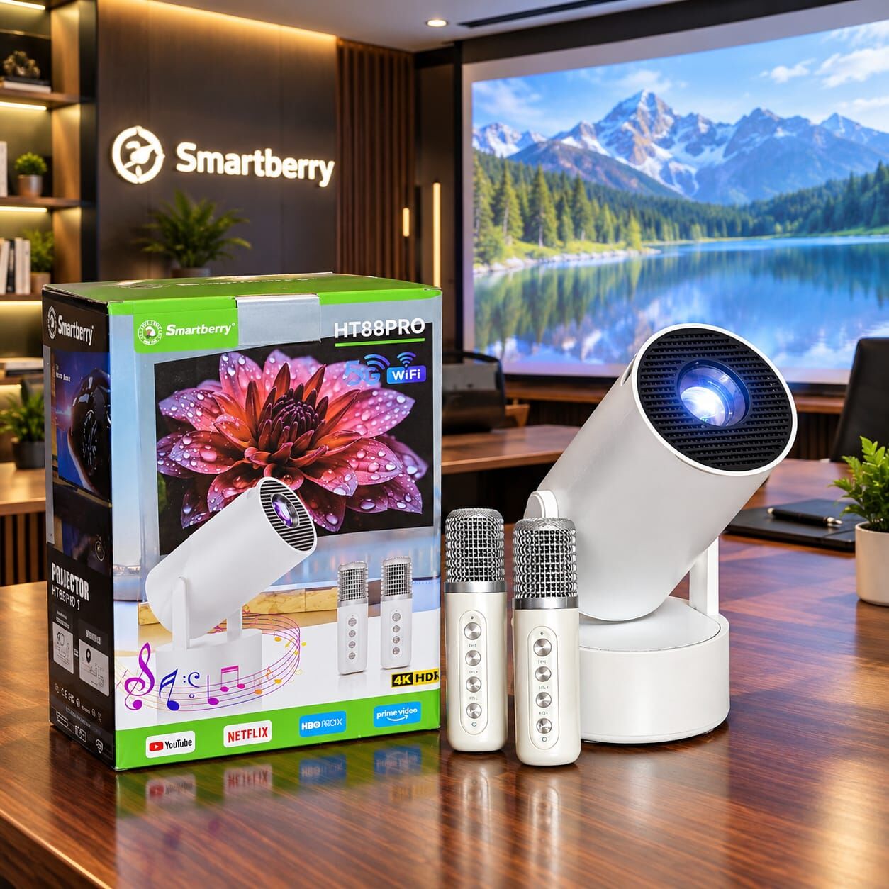 Manama, Computers, BHD 23,  New Home Cinema Stereo Karaoke Projector With 2 Wireless Mic Projector+karaoke System