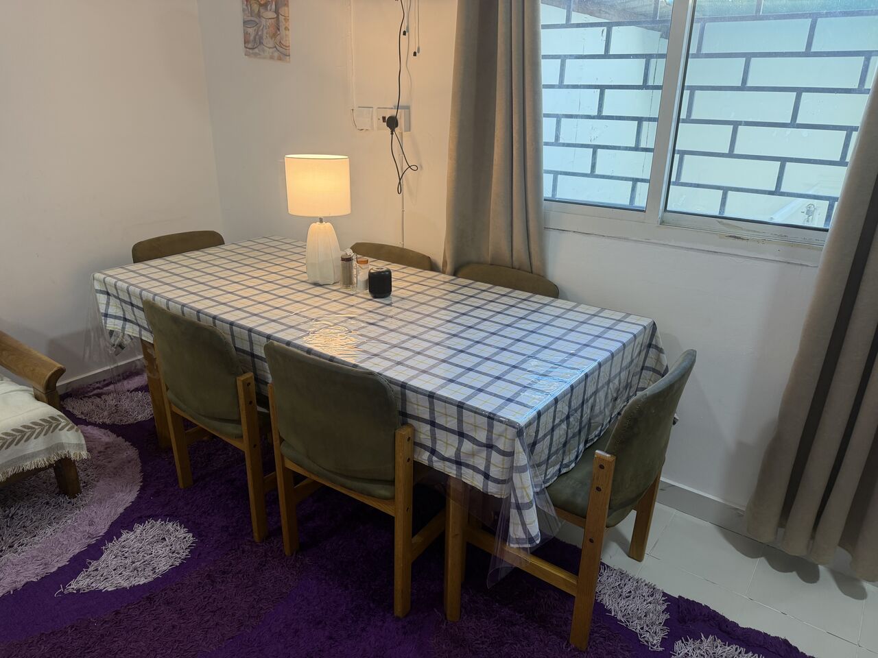Doha, Furniture, QAR 550,  Dining Table American Wood 6 Chairs Full Size For Immediate Sale