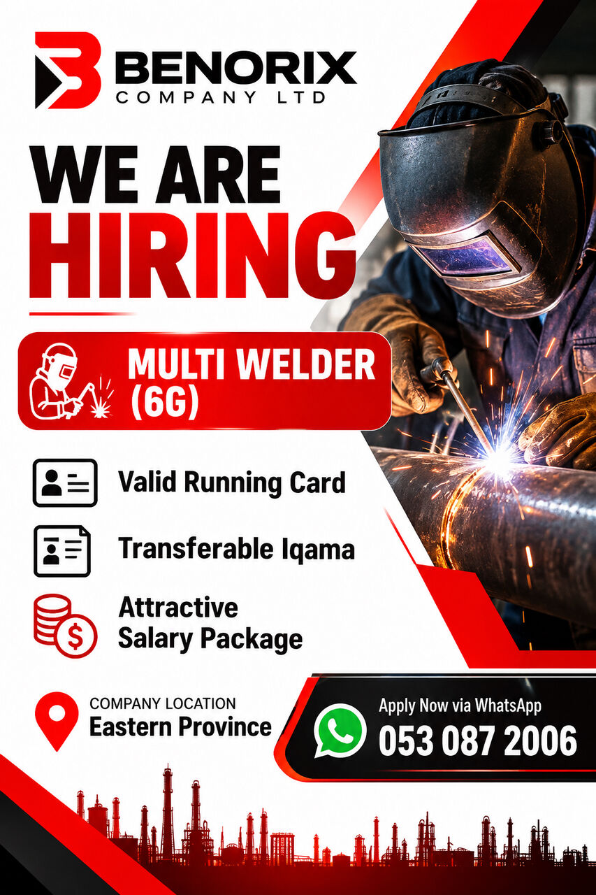 Riyadh, Jobs, WE ARE HIRING &ndash; MULTI WELDER (6G)