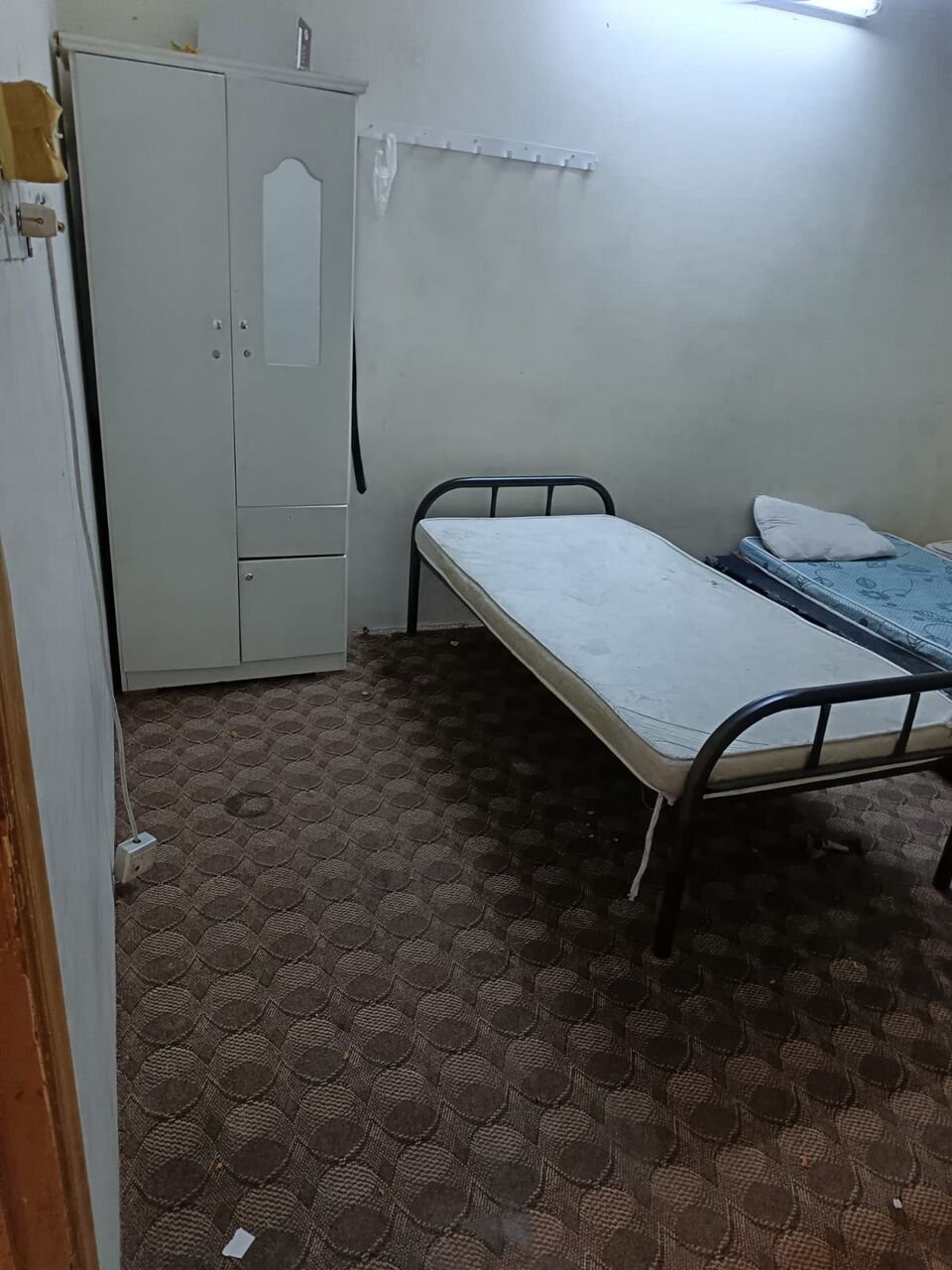 Riyadh, Furniture, SAR 125,  Cupboard & Double Bed White 2-Door Wooden Wardrobe With Mirror & Drawer Modern White Doubl