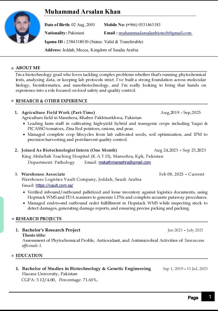 Jeddah, Job Seekers, Food Biotechnologist
