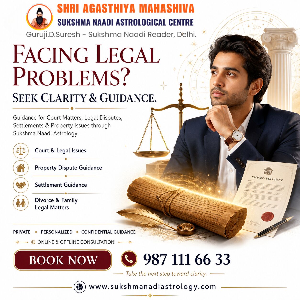 New Delhi, Legal, Legal & Property Dispute Guidance Through Sukshma Naadi Astrology