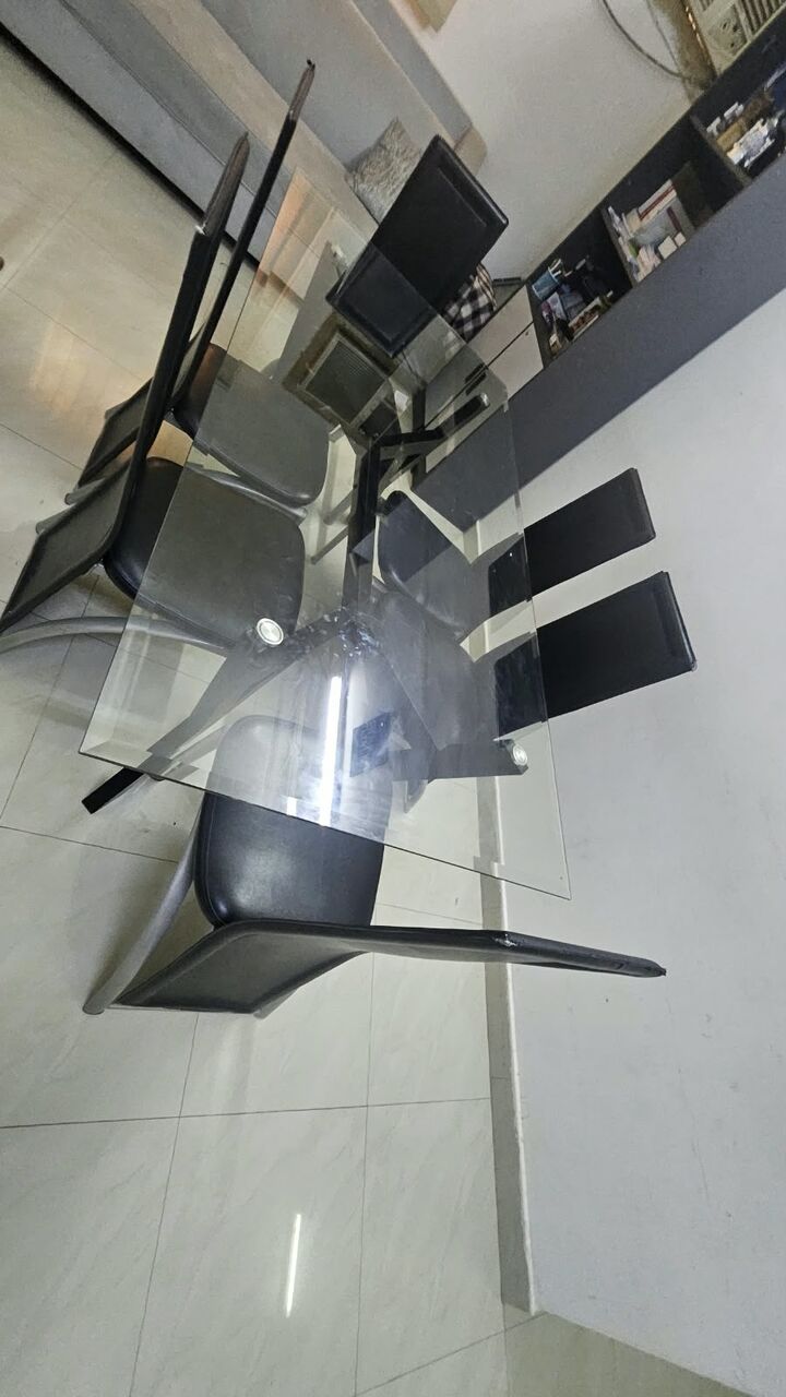 Riyadh, Furniture, SAR 786,  ✨ Elegant Glass Dining Table Set With 6 Chairs – Only 786 SAR! ✨