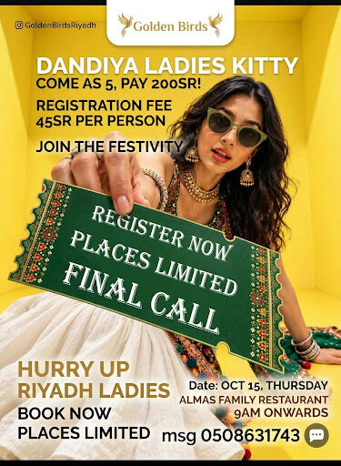Riyadh, Events, Riyadh Ladies Kitty Party - Oct 15 Almas Restaurant Malaz