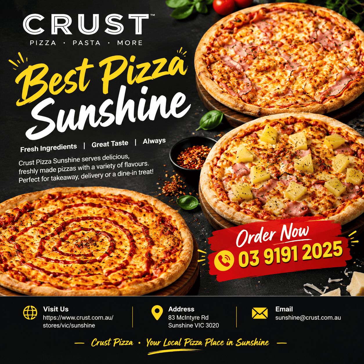 Melbourne, Food Delivery, Best Pizza Sunshine &ndash; Order From Crust Pizza