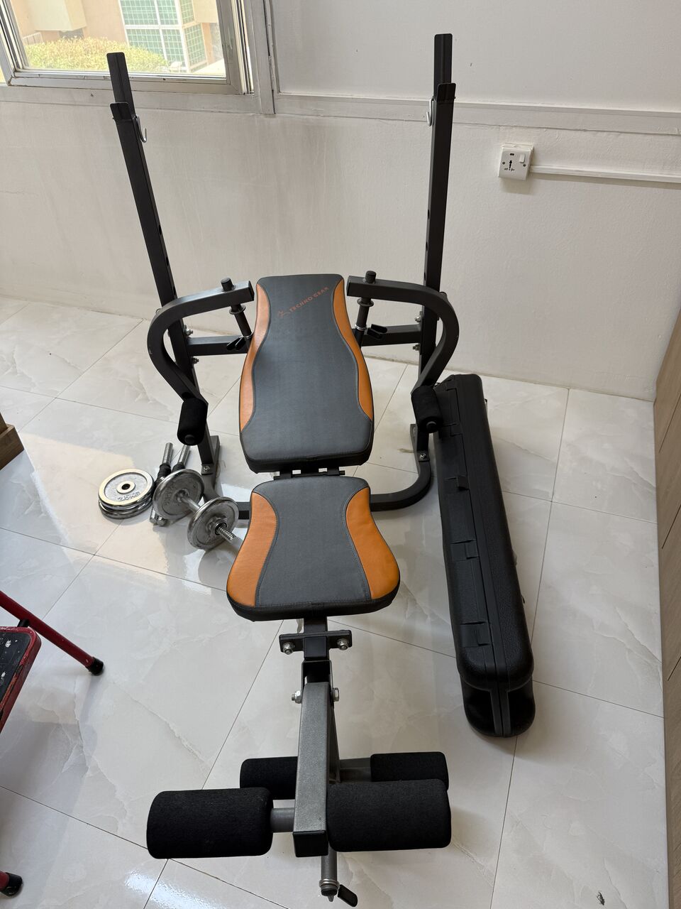 Riyadh, Sporting Goods, SAR 400,  Bench Press With Barbell Set & Storage Case &ndash; Great Condition