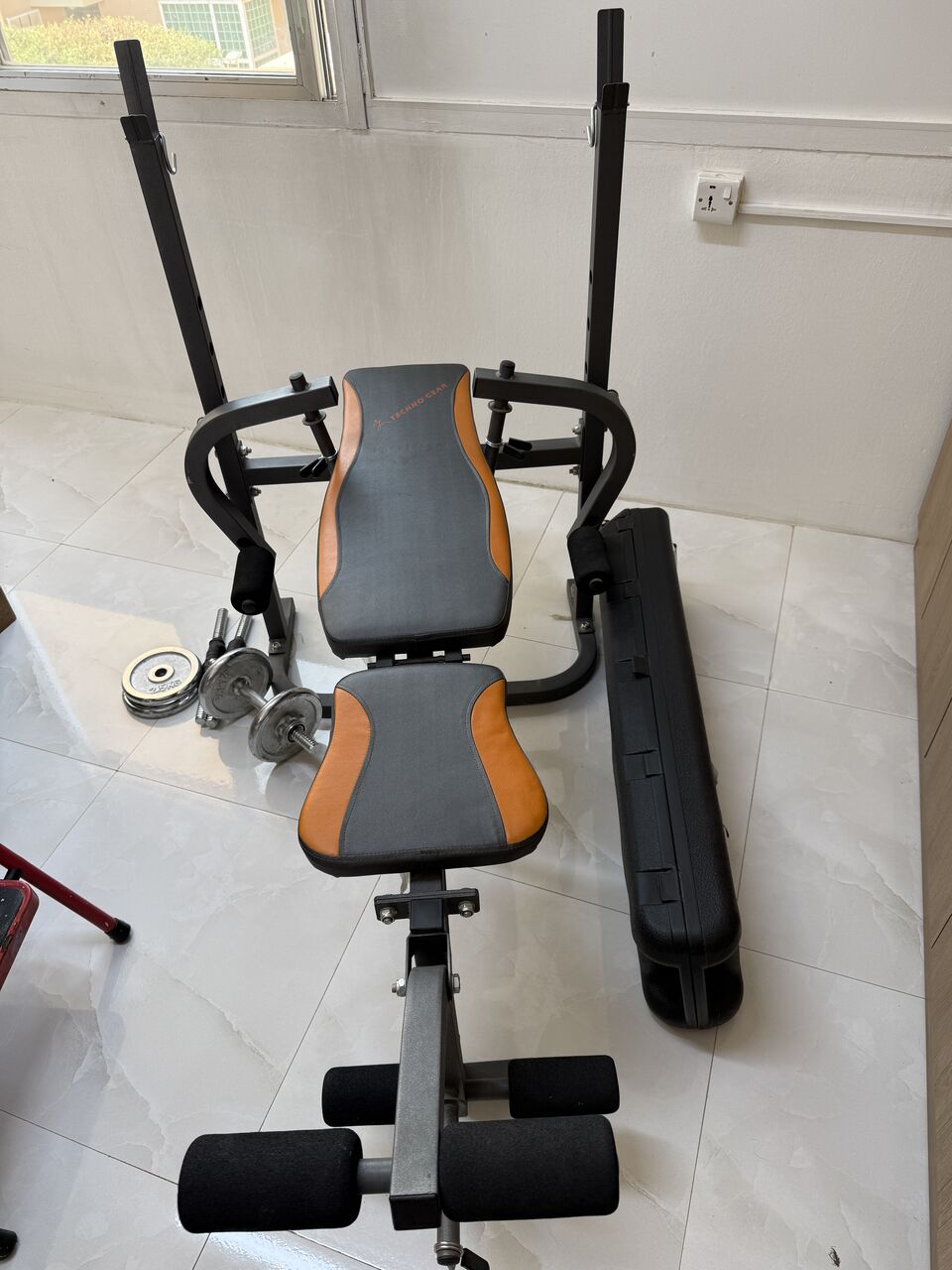 Riyadh, Sporting Goods, SAR 400,  Bench Press With Barbell Set & Storage Case &ndash; Great Condition