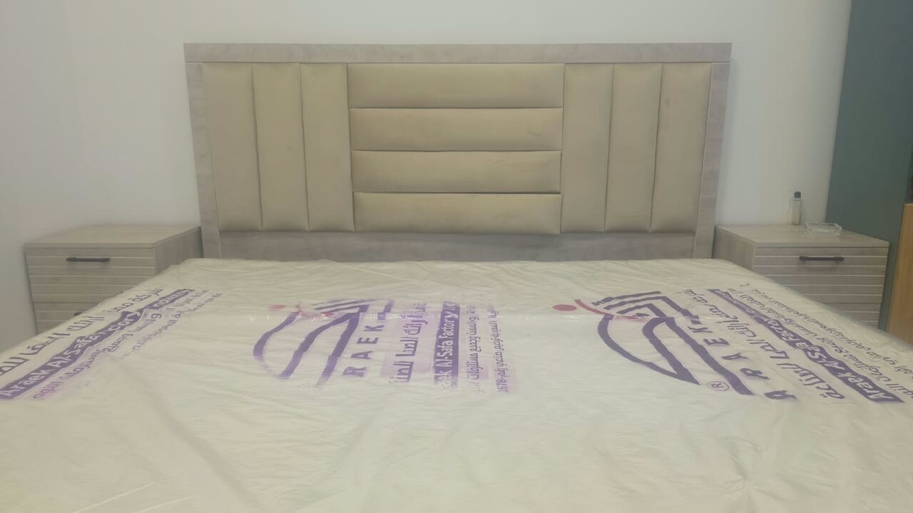 Al Iskan, Furniture, SAR 450,  🛏️ Double Bed For Sale With Mattress & Side Tables