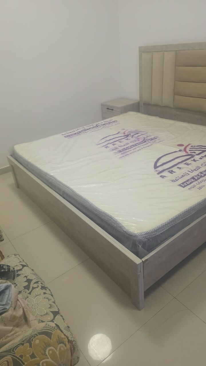 Al Iskan, Furniture, SAR 450,  🛏️ Double Bed For Sale With Mattress & Side Tables