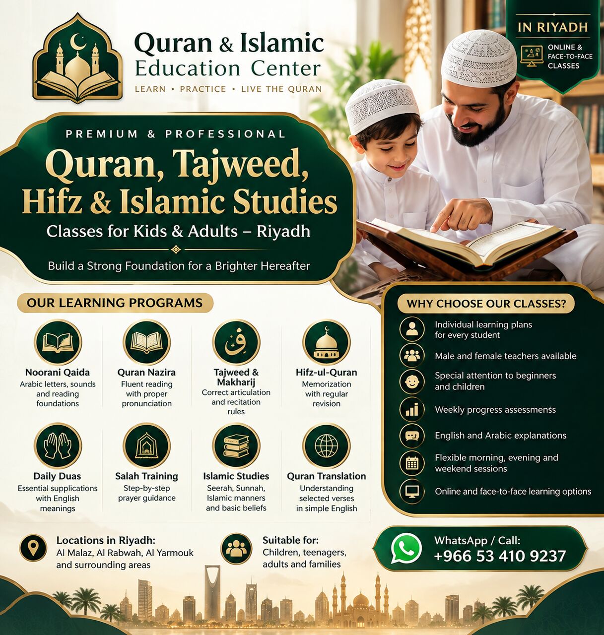 Al Malaz, Lessons Offered, Private Quran & Islamic Studies Coaching For Families &ndash; Riyadh
