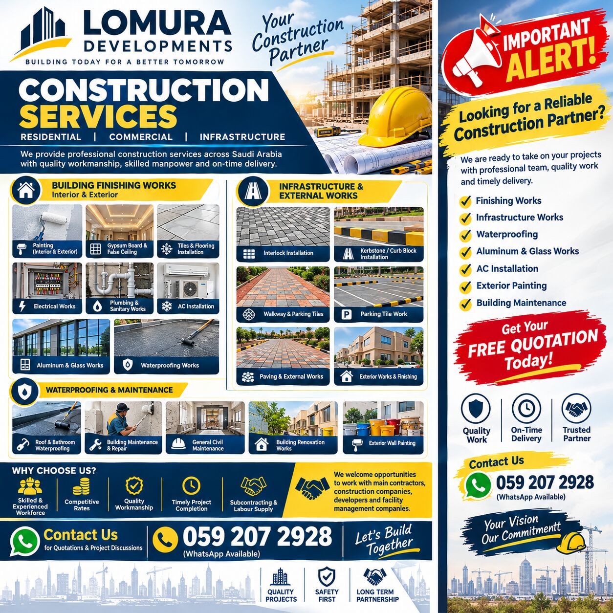 Dammam, Construction, Paint Work , Gypsum Board , Waterproofing Work, Villas & Building Maintenance Renovation