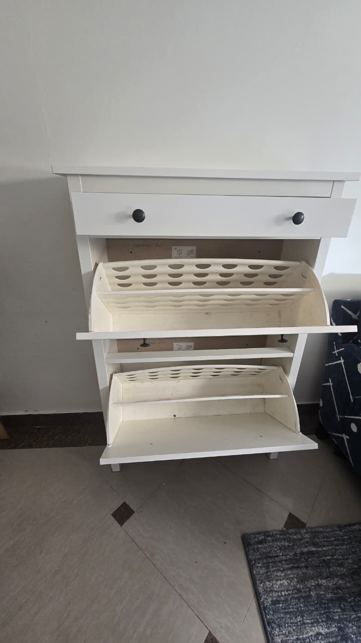Al Masiaf, Furniture, SAR 475,  For Sale: 2 Used IKEA Shoe Cabinets &ndash; White