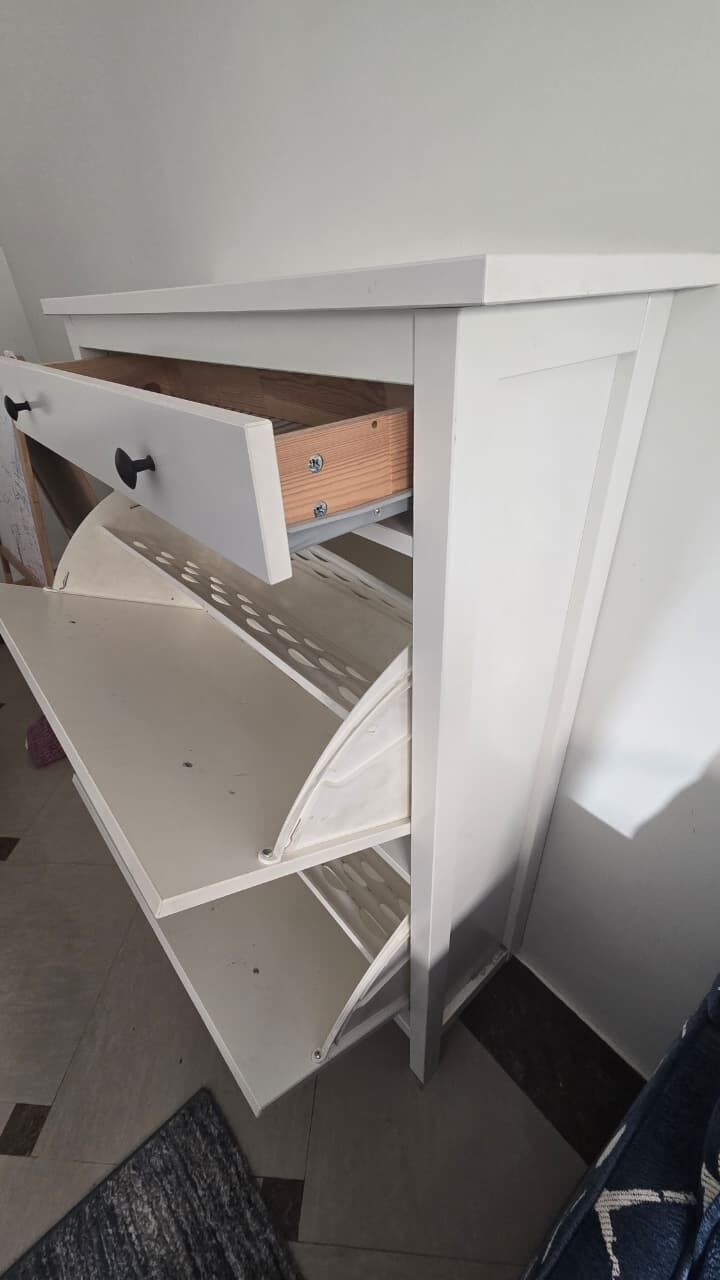 Al Masiaf, Furniture, SAR 475,  For Sale: 2 Used IKEA Shoe Cabinets &ndash; White
