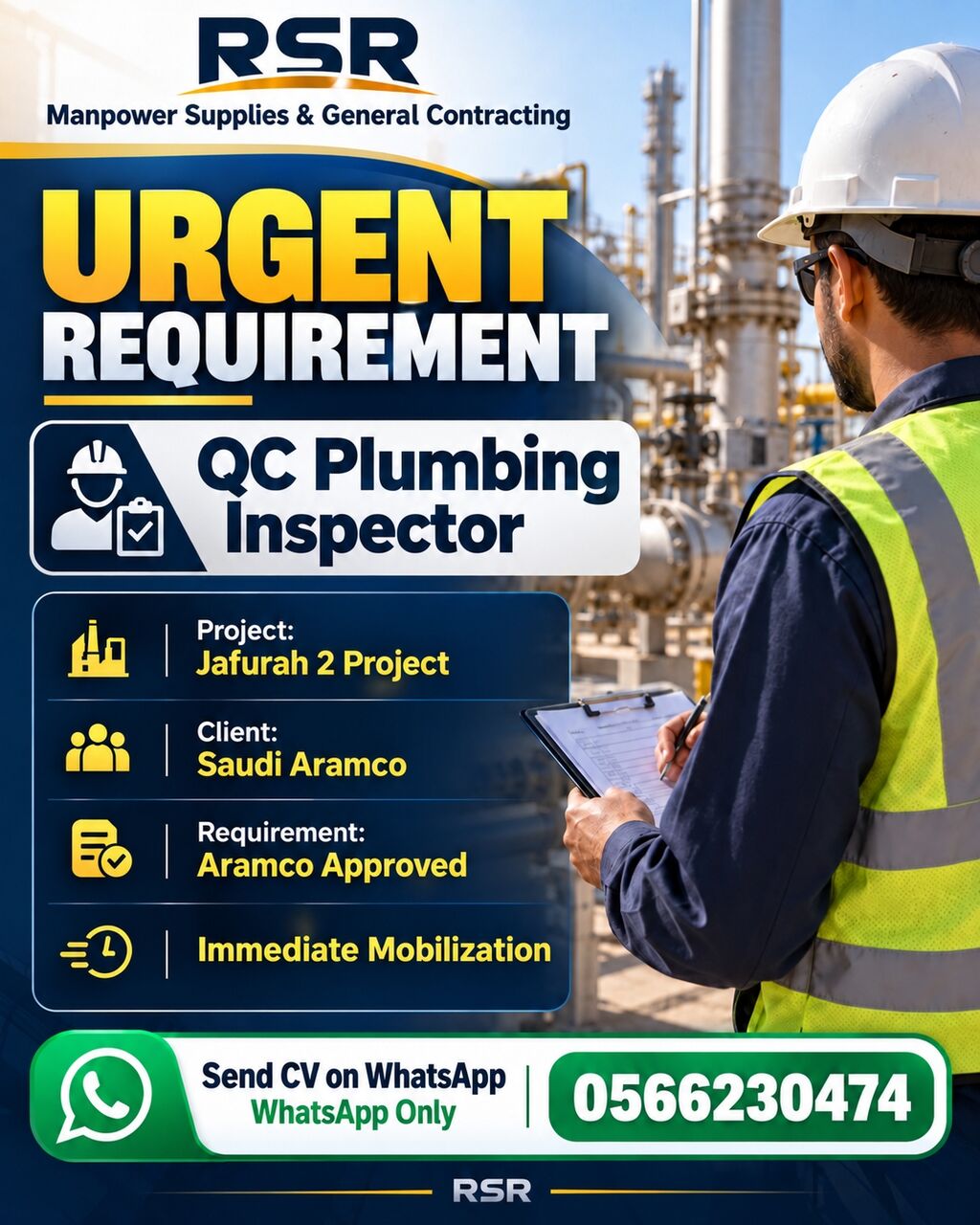 Jubail, Jobs, 🚨📢 URGENT REQUIREMENT 📢🚨 👷‍♂️ QC PLUMBING INSPECTOR 👷‍♂️