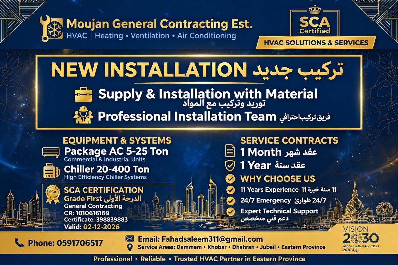 Dammam, Air Conditioning, Hvac Pakg Unit Chillar