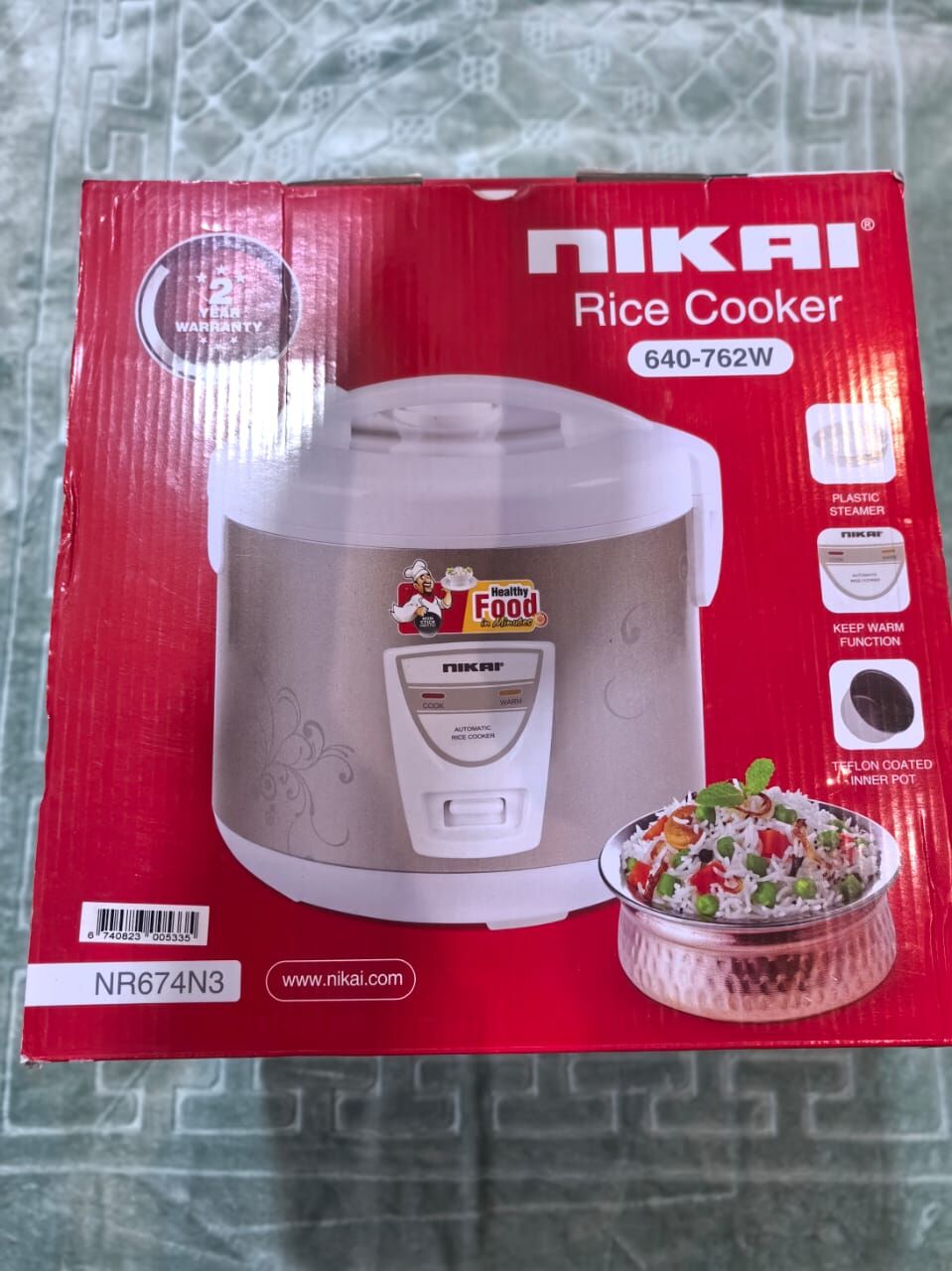 Riyadh, Appliances, SAR 110,  Nikai 1.8L Rice Cooker (Model: NR674N3) In White And Gold