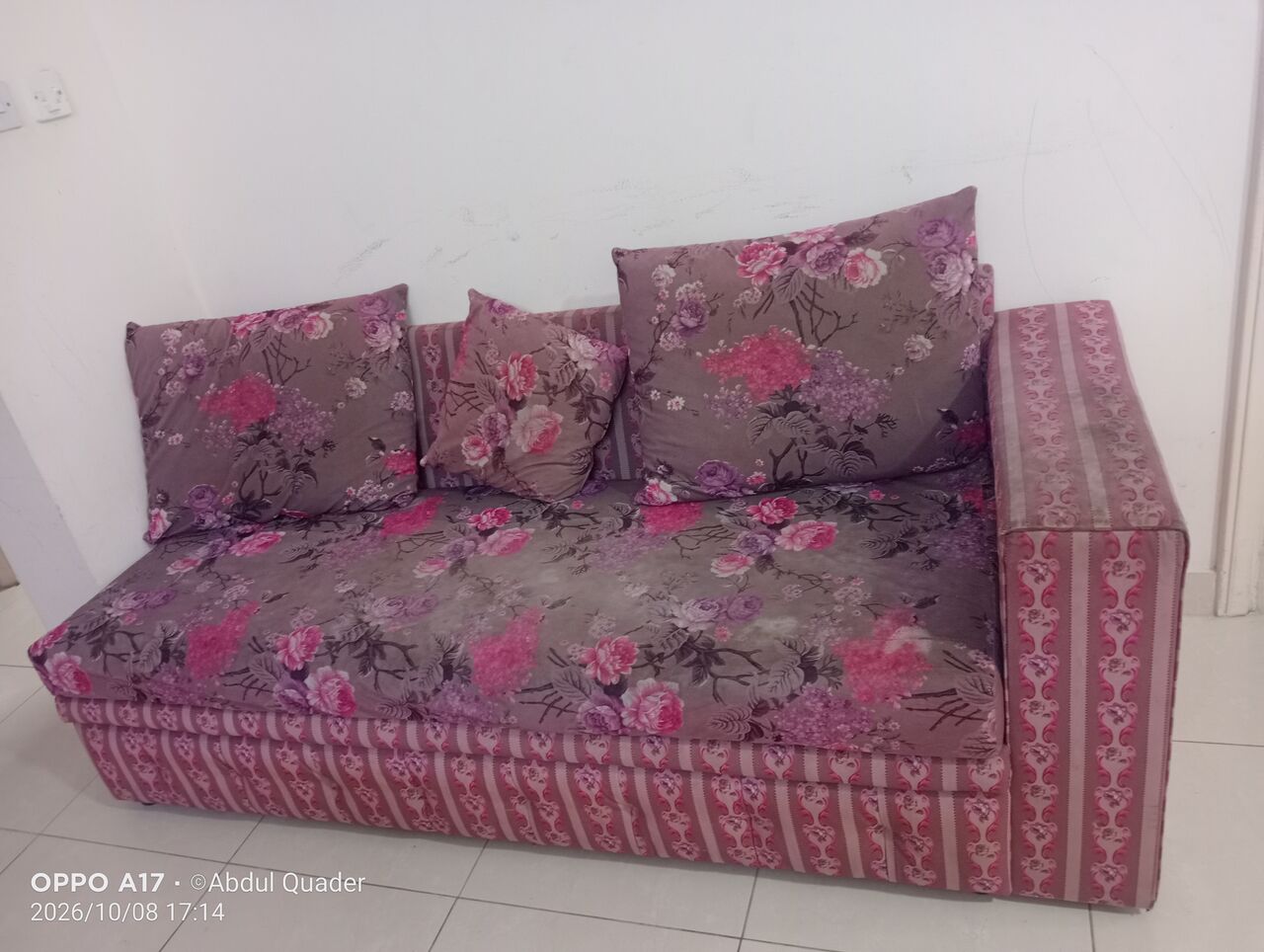 Manama, Furniture, BHD 40,  Urgent Sale :  Floral Printed 2 X 3-seater Sofas Set For Sale.
