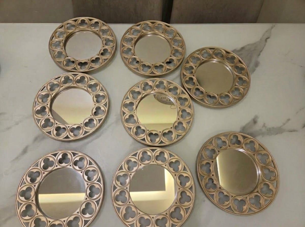 Khobar, Household Items, SAR 100,  Set Of 8 Elegant Oriantal Silver Decorative Wall Mirrors - Excellent Condition