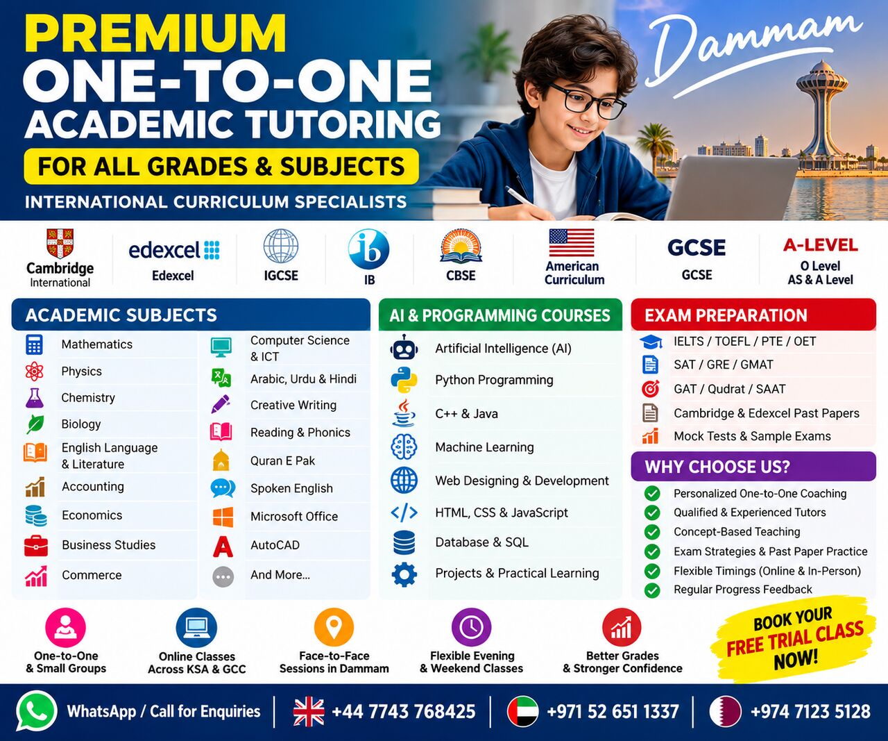 Dammam, Lessons Wanted, Cambridge, Edexcel, IGCSE, IB, CBSE & A-Level Expert Tutoring | All Subjects & Grades &ndash; Da