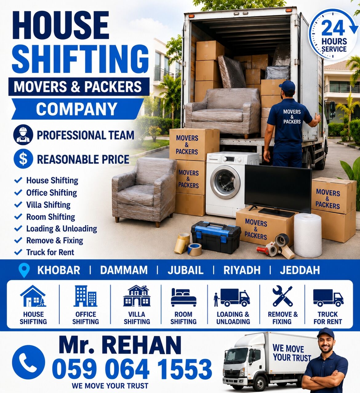 Dammam, Labor/Moving, 🏠 HOUSE • VILLA • OFFICE SHIFTING 🏢 COMPANY MATERIAL SHIFTING 📦 PACKING •TRANSPORTATION