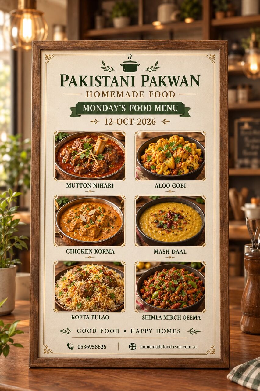 Riyadh, Food Delivery, Home Made Pakistani Food At Riyadh