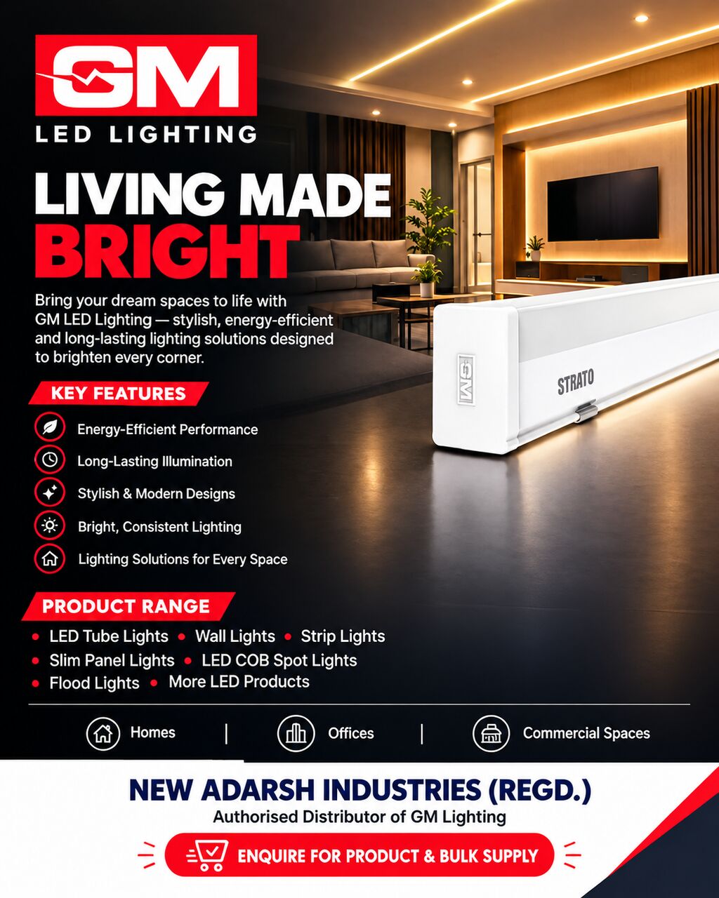 Mumbai, Materials, GM LED Lights &ndash; Modern Lighting Solutions By New Adarsh Industries (Regd.)