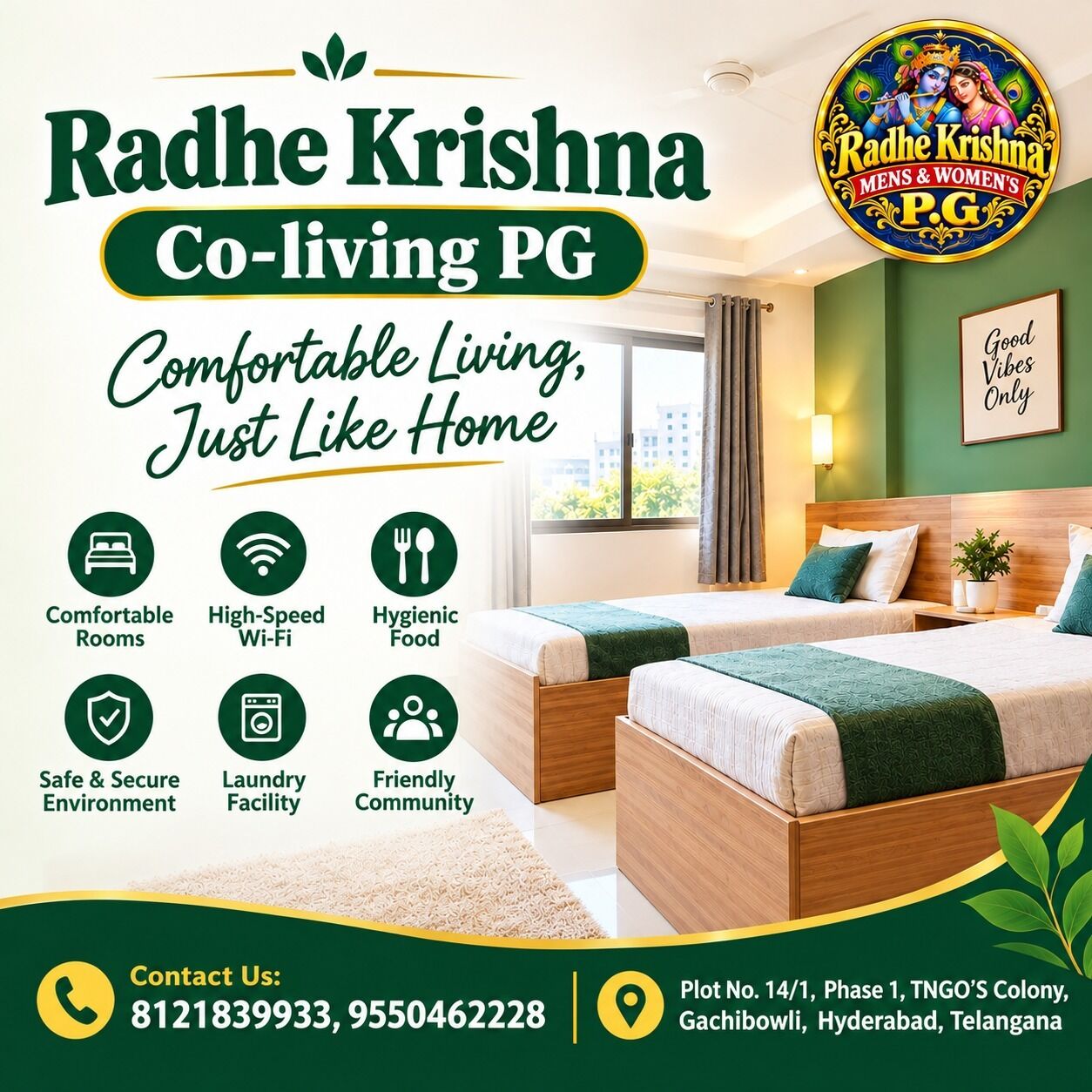 Hyderabad, Home Audio, Radhe Krishna Co-living PG In Gachibowli