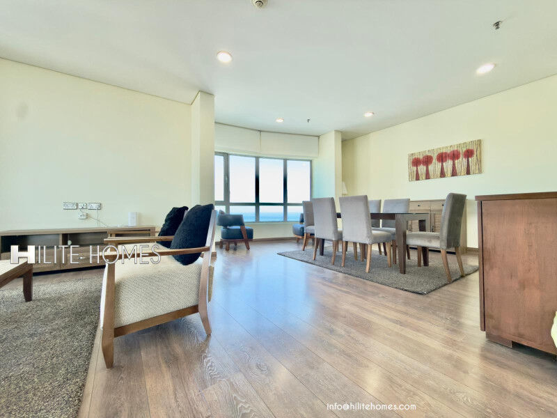 Salmiya, Apartments, Flats, Houses & Villas, KWD 1150/month,  3 BR,  Three Bedroom Seaview Furnished Duplex For Rent In Salmiya