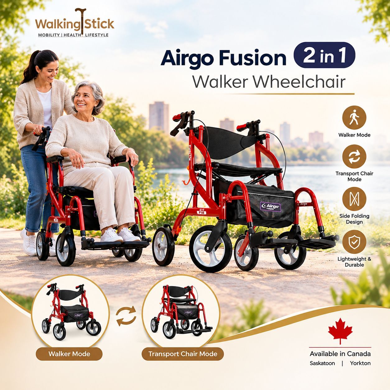 Toronto, Health & Beauty Items, CAD 59599,  Airgo Fusion Walker Wheelchair | 2-in-1 Mobility Support