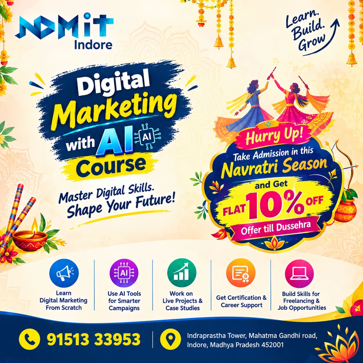 Indore, Lessons Offered, ✨ This Navratri,Invest In Your Skills, Build Your Future With AI-Powered Digital Marketing