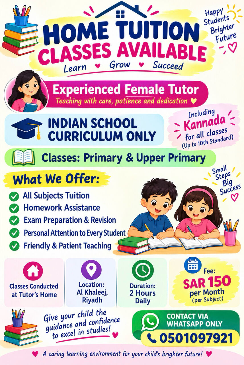 Al Rawdah, Education, Tution For Indian Carriculam