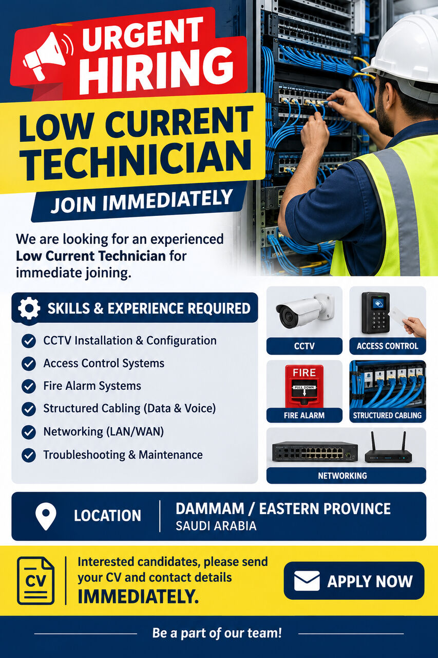 Dammam, Jobs, Low Current Technician
