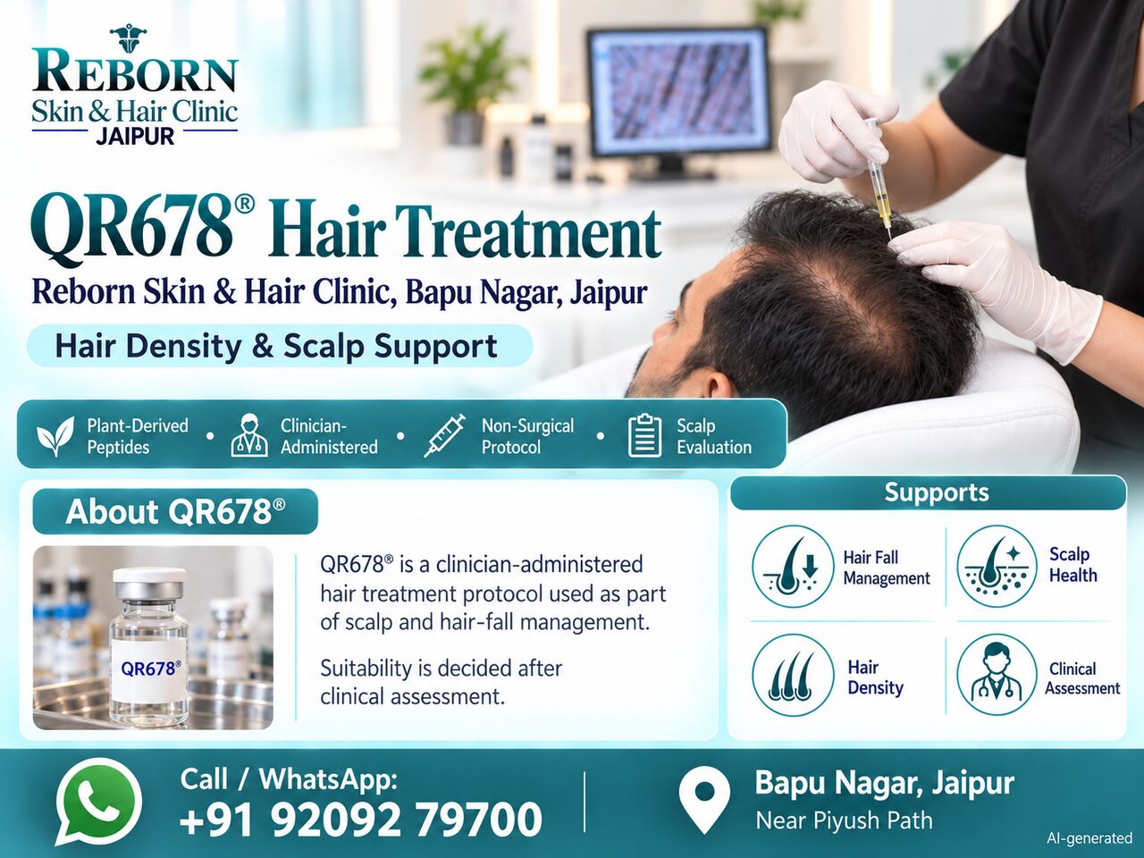 Jaipur, Health & Beauty Items, INR 7000,  QR678 Hair Treatment In Bapu Nagar, Jaipur For Hair Regrowth Support