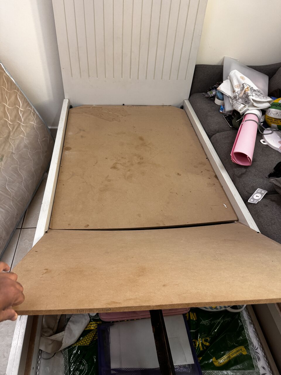 Khobar, Furniture, SAR 800,  Bed With Pull-Out Sliding Bed And 4-Door Wardrobe For Sale