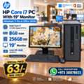 BHD 63,  HP Core I7 3.60Ghz PC 8GB RAM 256GB SSD 19" Monitor OS 11 Pro & Office 2024 Ready To Use