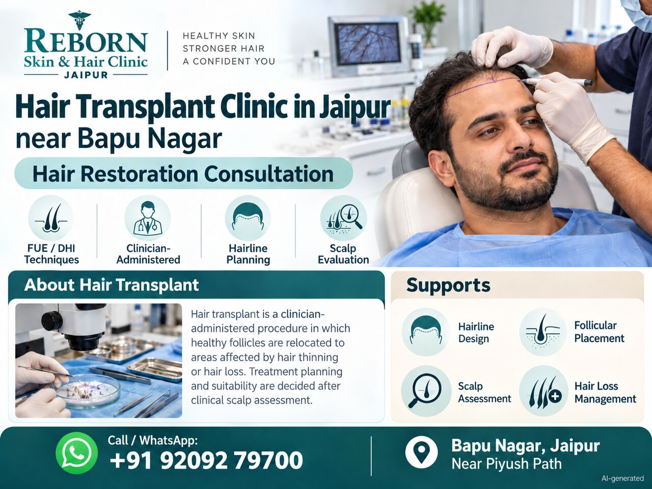 Jaipur, Health & Beauty Items, INR 29999,  Hair Transplant Clinic In Jaipur Near Bapu Nagar For Permanent Hair Restoration