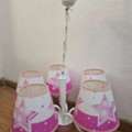 SAR 159,  Girls Room Lighting Set &ndash; Pink Chandelier + 2 Pendant Lights