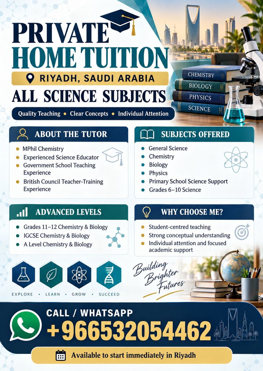 Riyadh, Job Seekers, Experienced Science Teacher Available
