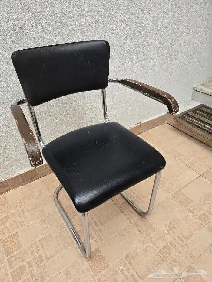 Riyadh, Furniture, SAR 1,  Office Visitor Chair &ndash; Black, Chrome Frame