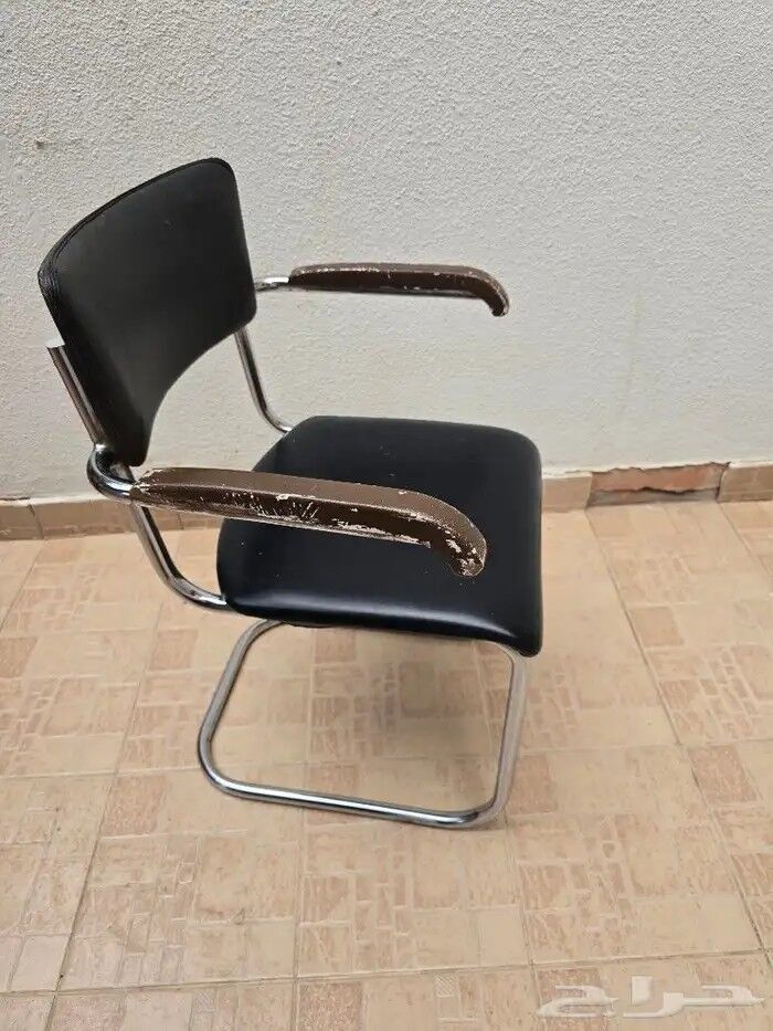 Riyadh, Furniture, SAR 1,  Office Visitor Chair &ndash; Black, Chrome Frame