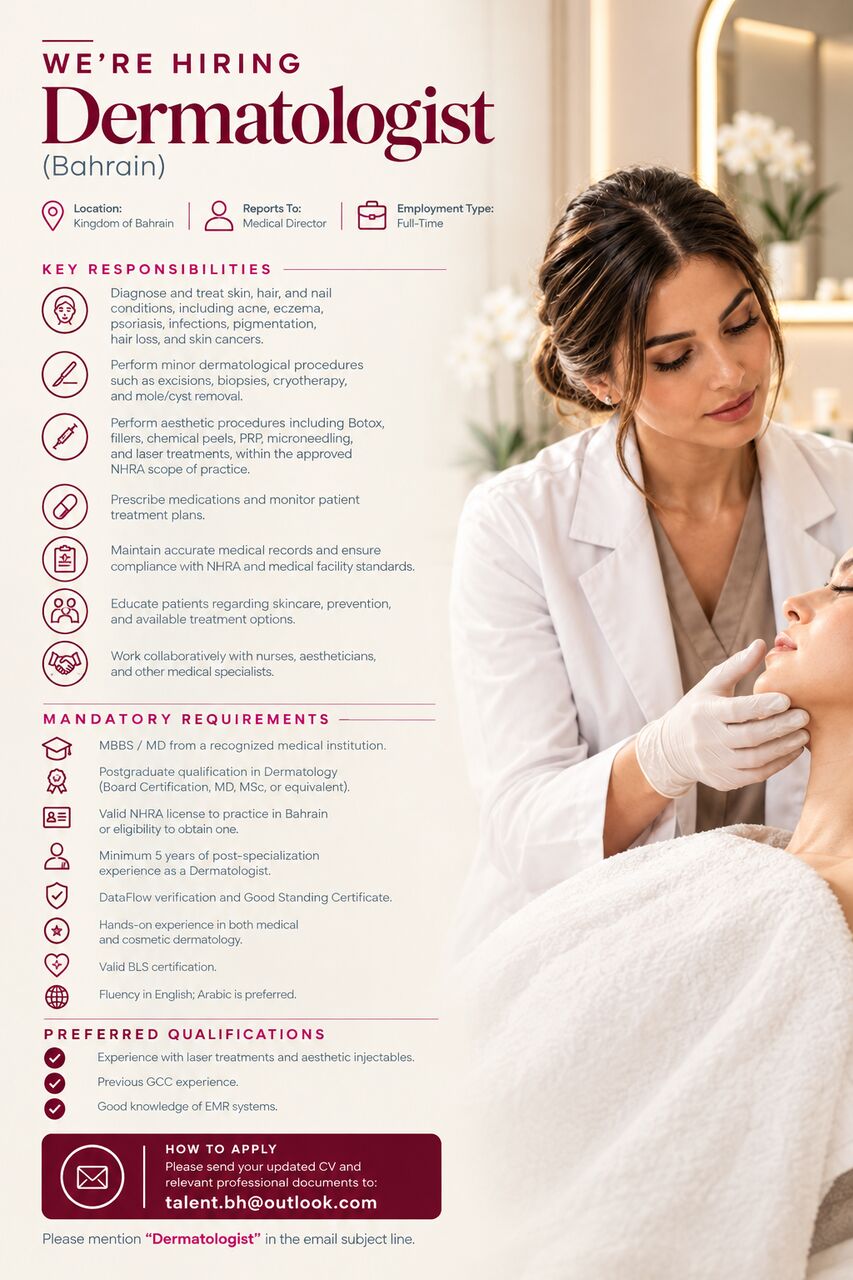 Manama, Jobs, Dermatologist &ndash; Bahrain
