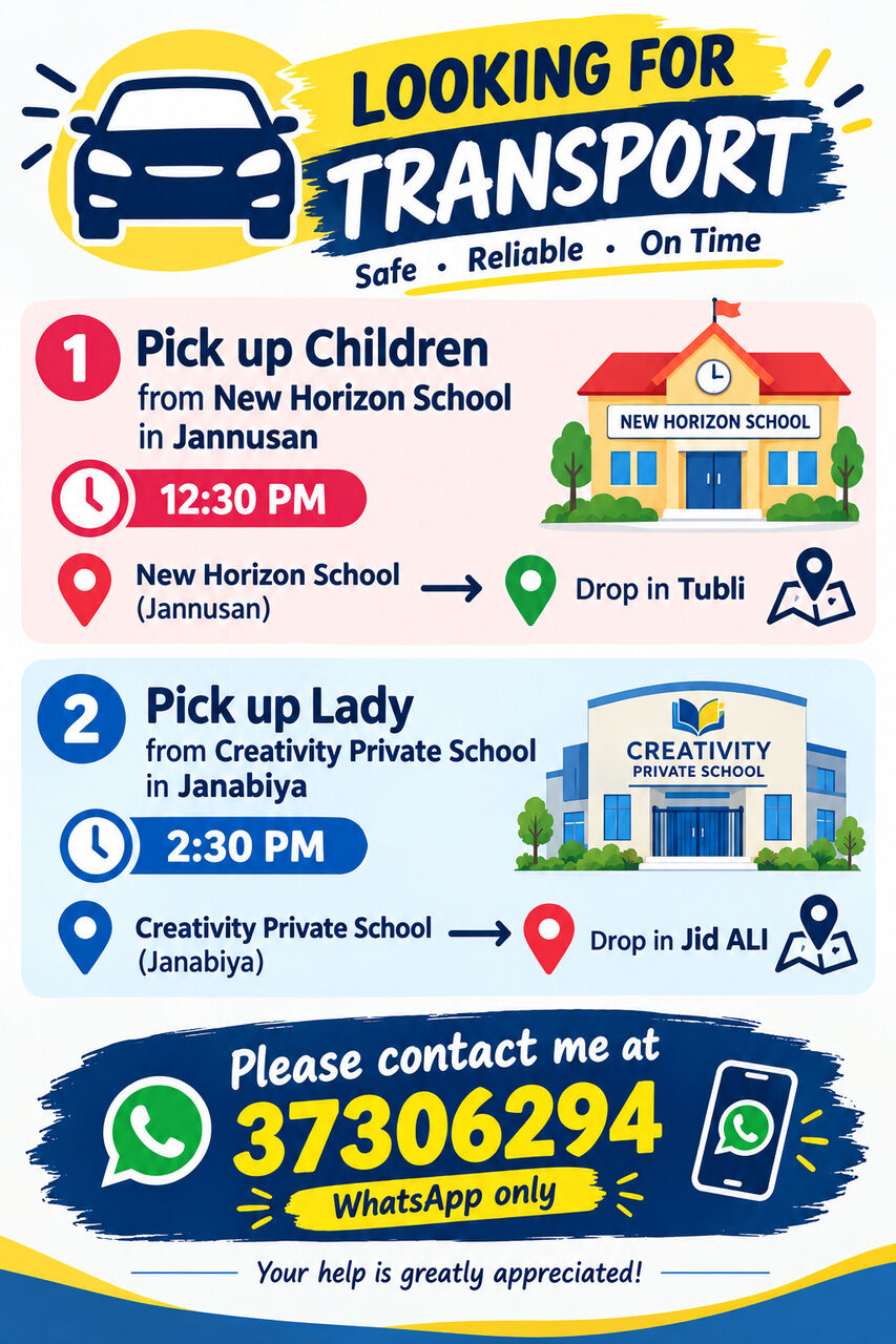 Manama, Pick Up & Drop Off, Looking For Transport