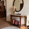 SAR 800,  For Sale: Elegant Wooden Entryway Console Table With Marble Top & Mirror | Home Centre