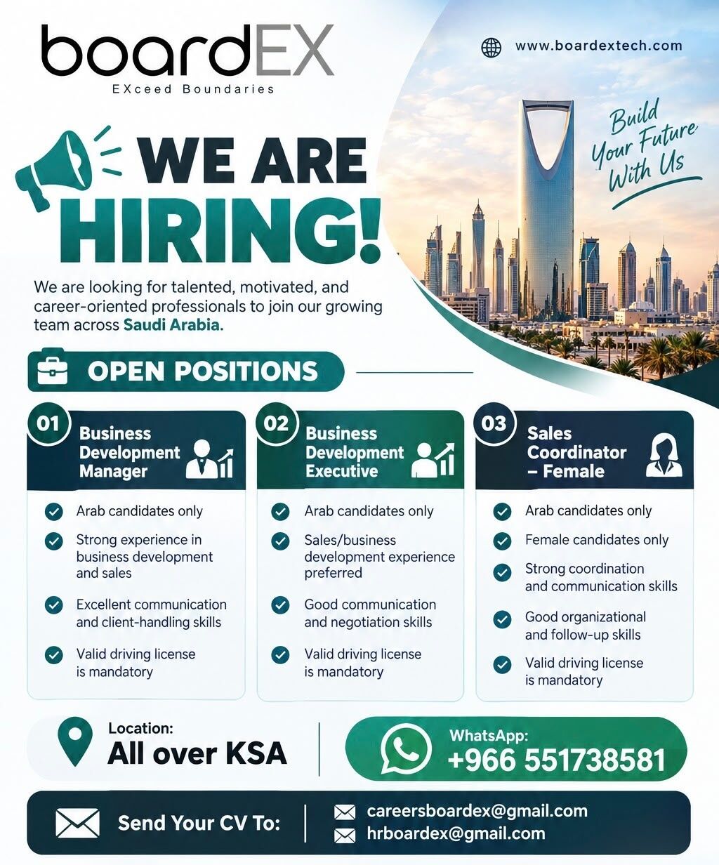 Riyadh, Jobs, Business Development Manager,Business Development Executive,Sales Coordinator &ndash; Female