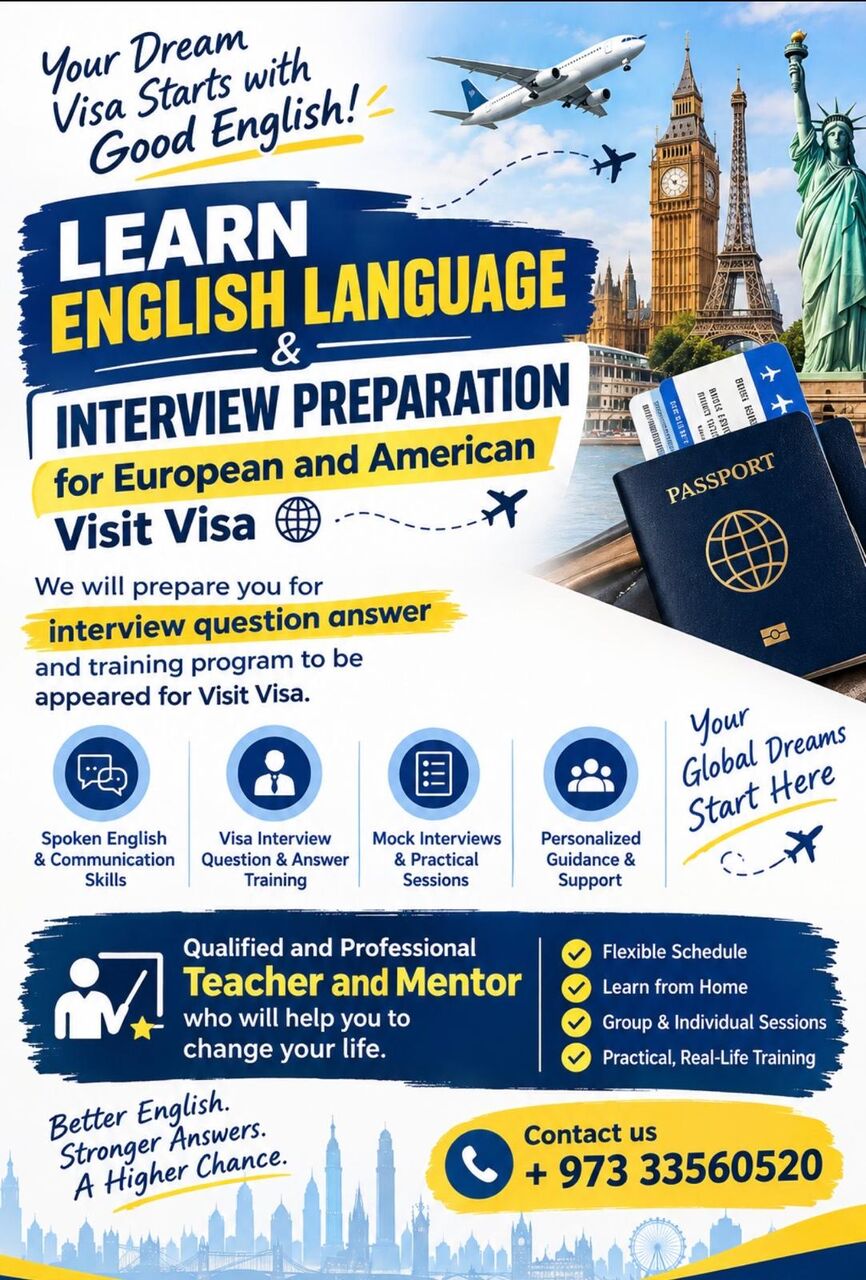 Manama, Business, Europen Visit Visa Interview Prepration & Learn English Language