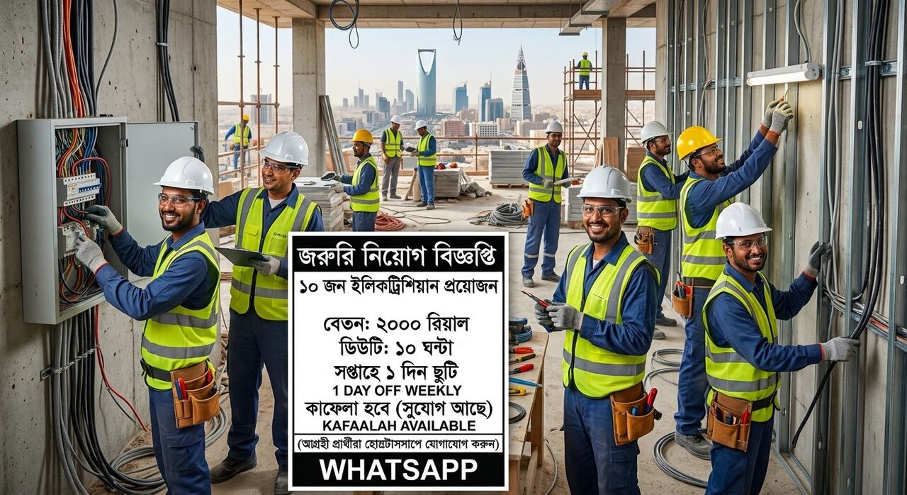 Riyadh, Jobs, ইলেকট্রিশিয়ান প্রয়োজন