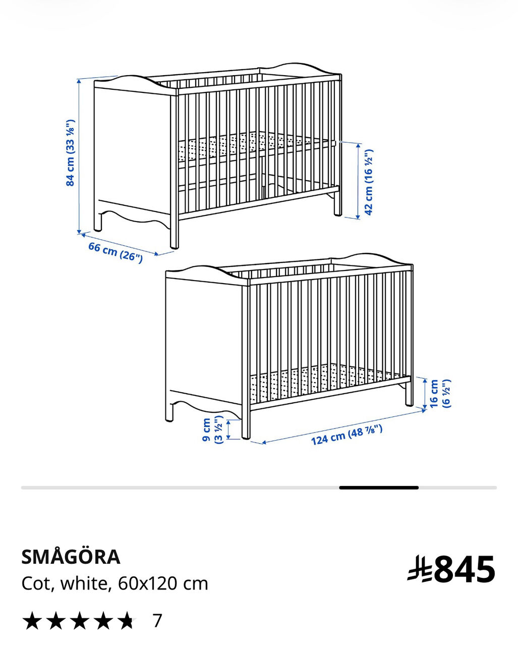 Khobar, Baby & Kid Stuff, SAR 300,  Baby Crib . IKEA HENSVIK Cot / Baby Crib, An Elegant And Classic White Wooden Crib