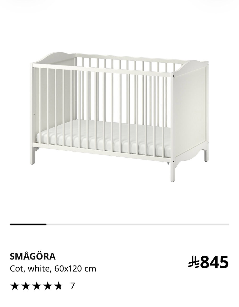Khobar, Baby & Kid Stuff, SAR 300,  Baby Crib . IKEA HENSVIK Cot / Baby Crib, An Elegant And Classic White Wooden Crib