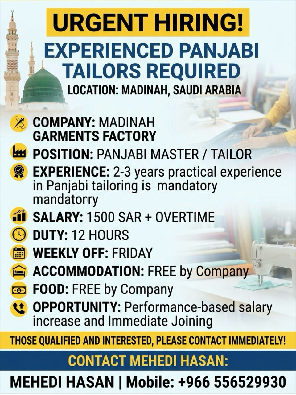 Madinah, Jobs, Teilars